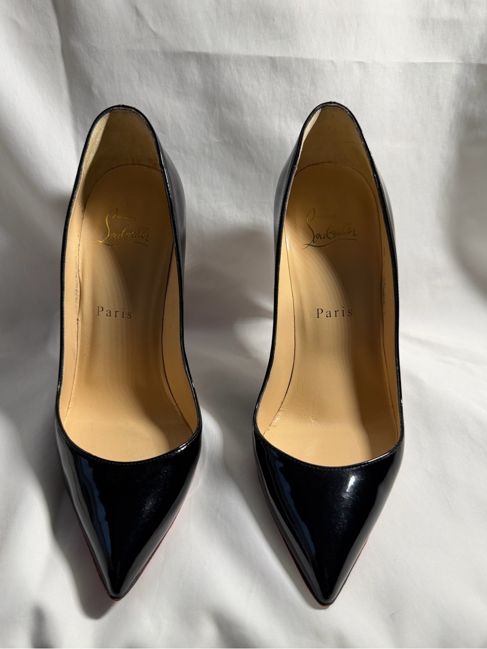 Authentic Christian Louboutin Black Patent Leather Pumps Heels EU 36 1/2